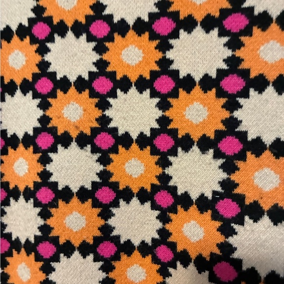 Anthropologie Maeve 70s Retro Medium Pink Orange and Black Knit Sweater Dress - Picture 8 of 11